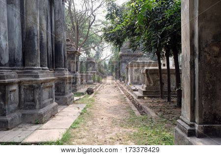 KOLKATA, INDIA - FEBRUARY 08: Kolkata Park Street Cemetery, inaugurated 1767, on February 08, 2016 in Kolkata, India.
