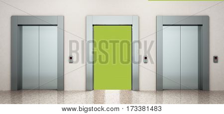 modern steel elevatore 3d rendering illustration image