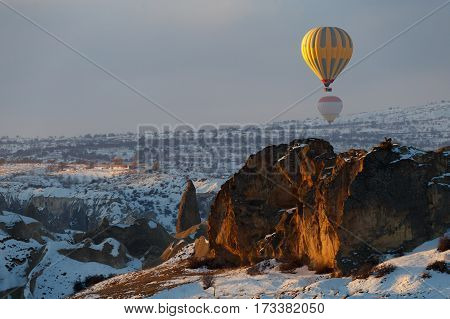 hotfire balloons festival winter morning cappadocia turkey