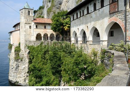 The Monastery Of Santa Caterina Del Sasso On Lake Maggiore