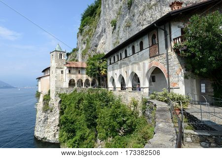 The Monastery Of Santa Caterina Del Sasso On Lake Maggiore