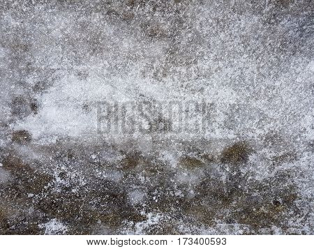 Ice pattern, snowy ice texture background with dark side