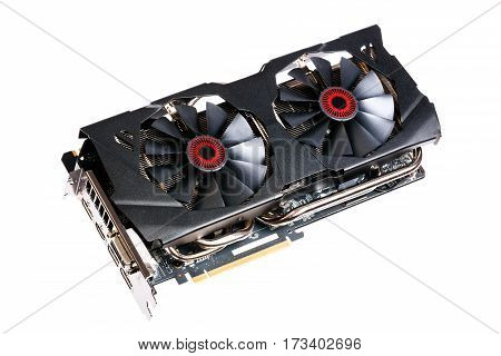 Hi-End (Hi-Fi) computer graphic (video) card isolated on white.