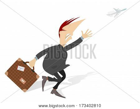 In the airport. Scurrying man trying does not miss the flight