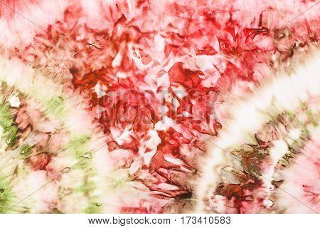 Abstract Pink And Green Drawing On Silk Batik