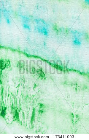 Silk Batik With Abstract Blue And Green Pattern