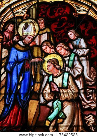 Stained Glass - Saint Vigor In The Cathedral Of Bayeux