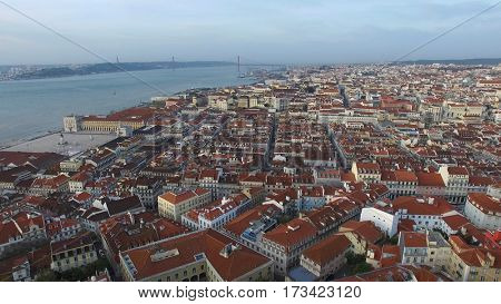 Aerial View of Alfama, Lisbon, Portugal