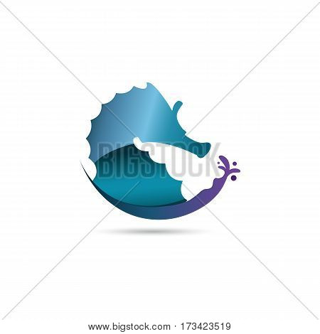 Vector icon of a seahorse in the form of satin ribbons. Brand for tourism and other