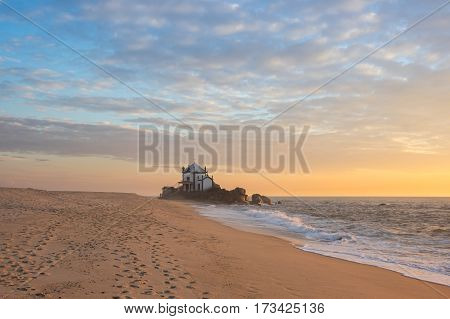 Capela do Senhor da Pedra on sunset Porto Portugal