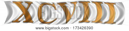 In The Wind Fluttering The Flag With Roman Numeral Xcviii, Octo Et Nonaginta, 98, Ninety Eight, Isol