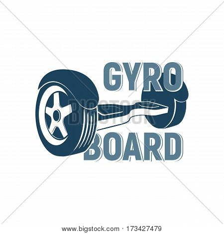 Two-wheel electric hoverboard eco transporter vector Illustration. Gyro board logo