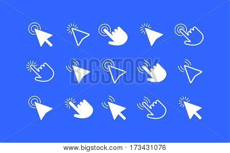 Mouse cursor arrows and hands flat style design vector icon collection