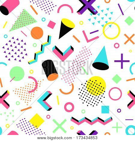 Geometric seamless vector pattern in memphis style