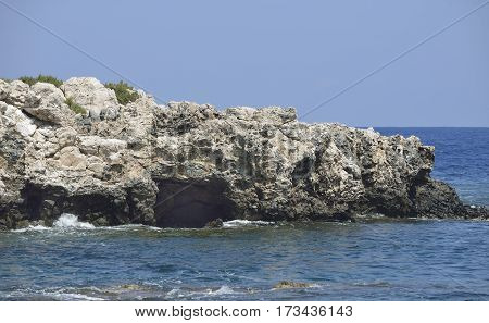 Jagged Volcanic Rock Island