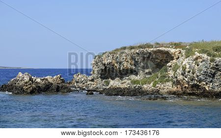 Jagged Volcanic Rock Island
