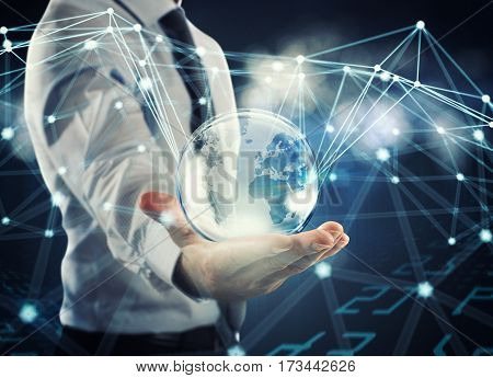 Concept of interconnection spheres connected each other. System of network concept