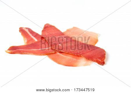 Prosciutto Ham Slice Isolated On White