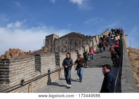 BADALING - FEBRUARY 24:  The Great Wall of China in Badaling, China, February 24, 2016.