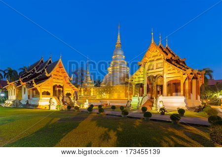 Wat Phra Singh in Chiang Mai is located in the western part of the old city center of Chiang Mai ThailandWat Phra Singh is a emerald temple in Chiang Mai