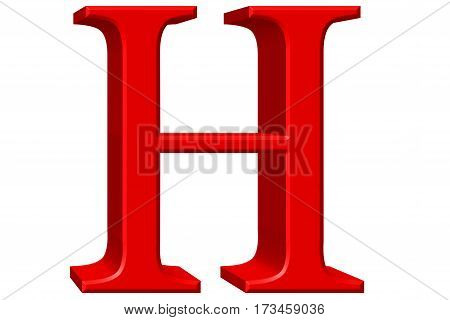 Uppercase Letter H, Isolated On White, 3D Illustration