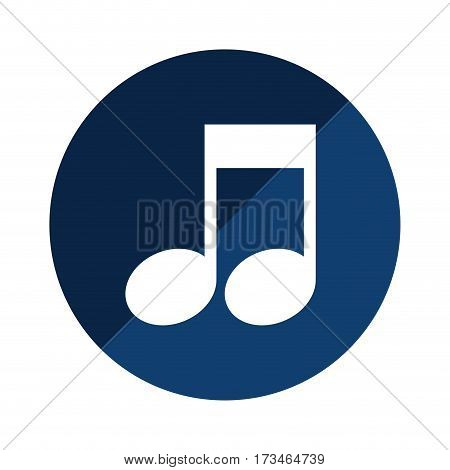 blue circular emblem with musical note vector illustration