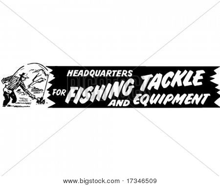 Sede per l'attrezzatura da pesca - annuncio Banner - Retro Clipart