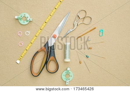 Basic Crocheting Tools Flat Lay