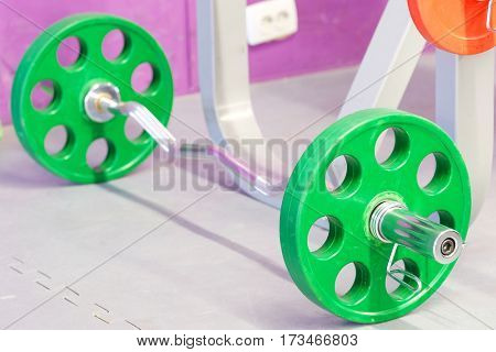 The image of wights in a fitness hall
