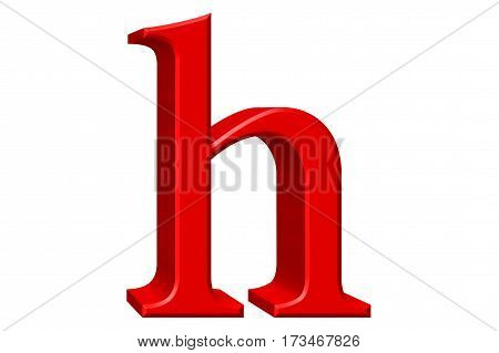 Lowercase Letter H, Isolated On White, With Clipping Path, 3D Illustration