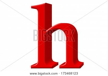 Lowercase Letter H, Isolated On White, With Clipping Path, 3D Illustration