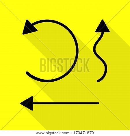 Simple set to Interface Arrows Black icon with flat style shadow path on yellow background.