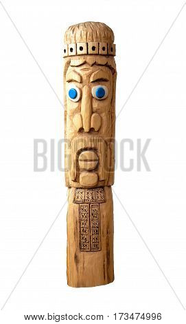 a wooden idol Perun isolated on white