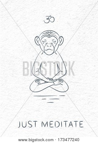 Meditative Animals series. Animal figures seated in the lotus position. Good for design of postcards, printed materials for those who are engaged in yoga. All objects are isolated.