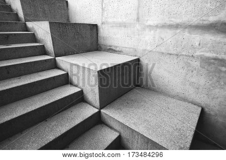 Concrete staircase as abstract architectural background monochromatic image