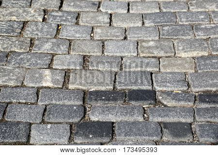 Roadway / The street is paved with cobblestones