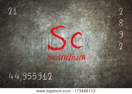 Isolated Blackboard With Periodic Table, Scandium