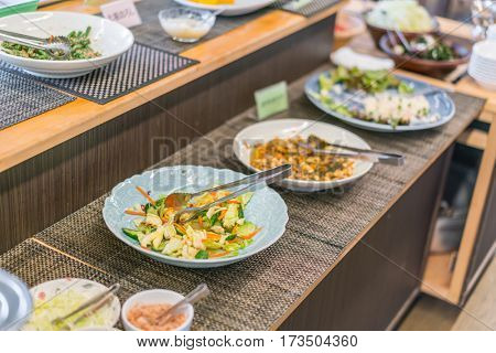 Traditional Japanese breakfast of hotel,Japan