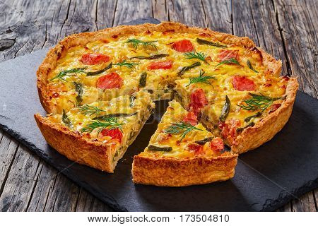 Delicious French Homemade Quiche With Salmon