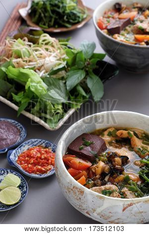 Vietnamese Food, Bun Rieu And Canh Bun