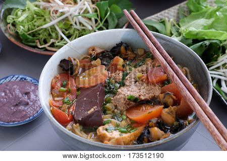Vietnamese Food, Bun Rieu And Canh Bun