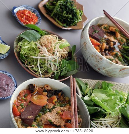 Vietnamese Food, Bun Rieu And Canh Bun