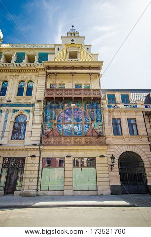 National Bank of Georgia in Batumi on which there are beautiful stained glass window. April 19 2014