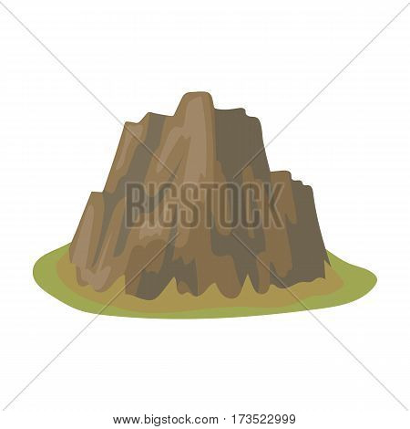 High steep mountain with grass the dark colors with sharp spikes.Different mountains single icon in cartoon style vector symbol stock web illustration.