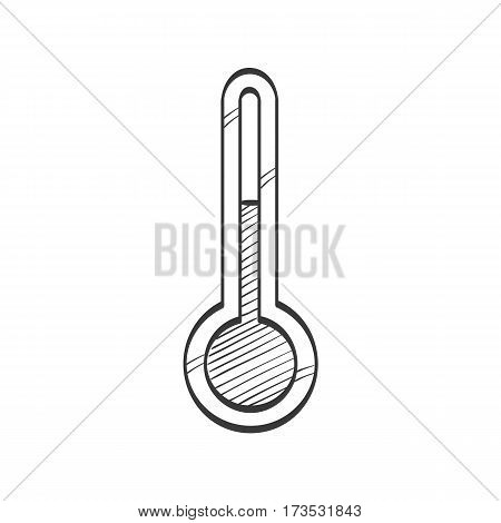 Thermometer hand drawn weather icon - vector illustration