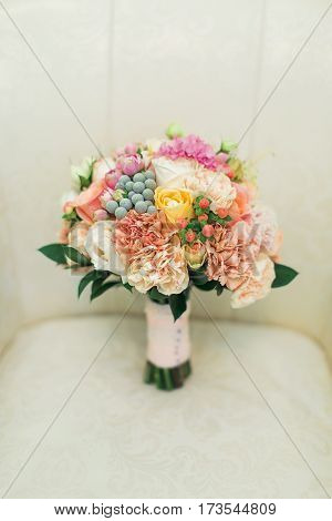 Wedding flowers and beautiful shoes decoration beauty wedding bride