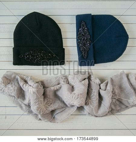 beautiful women's accessories on wooden background for shop or site