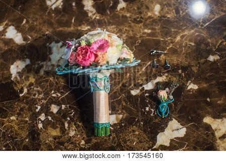 Wedding flowers and beautiful shoes decoration beauty wedding bride