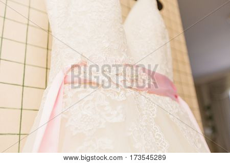 Wedding dress and beautiful shoes decoration beauty wedding bride