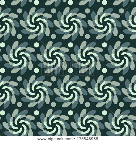 geometric abstract flowers on a dark green background